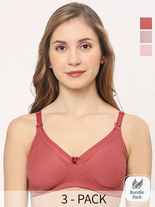 Pack Of 3 Full Coverage Maternity Bra Non Padded All Day Comfort